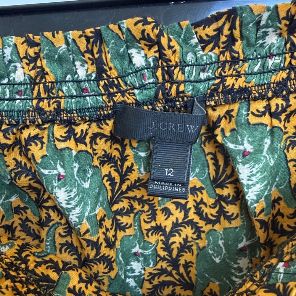 J.Crew Ratti Elephant Print Ruffle Off-the-Shoulder Blouse - Picture 5 of 5